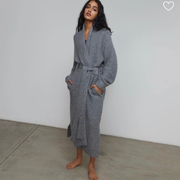 Lunya Chunky Wool Woven Belted Lounge Robe Gray XS/S Oversized, Sold Out Online - Picture 4 of 7